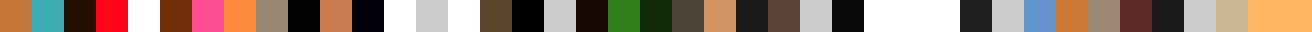 An example palette texture, scaled up: a horizontal strip of the distinct colors used in the scene