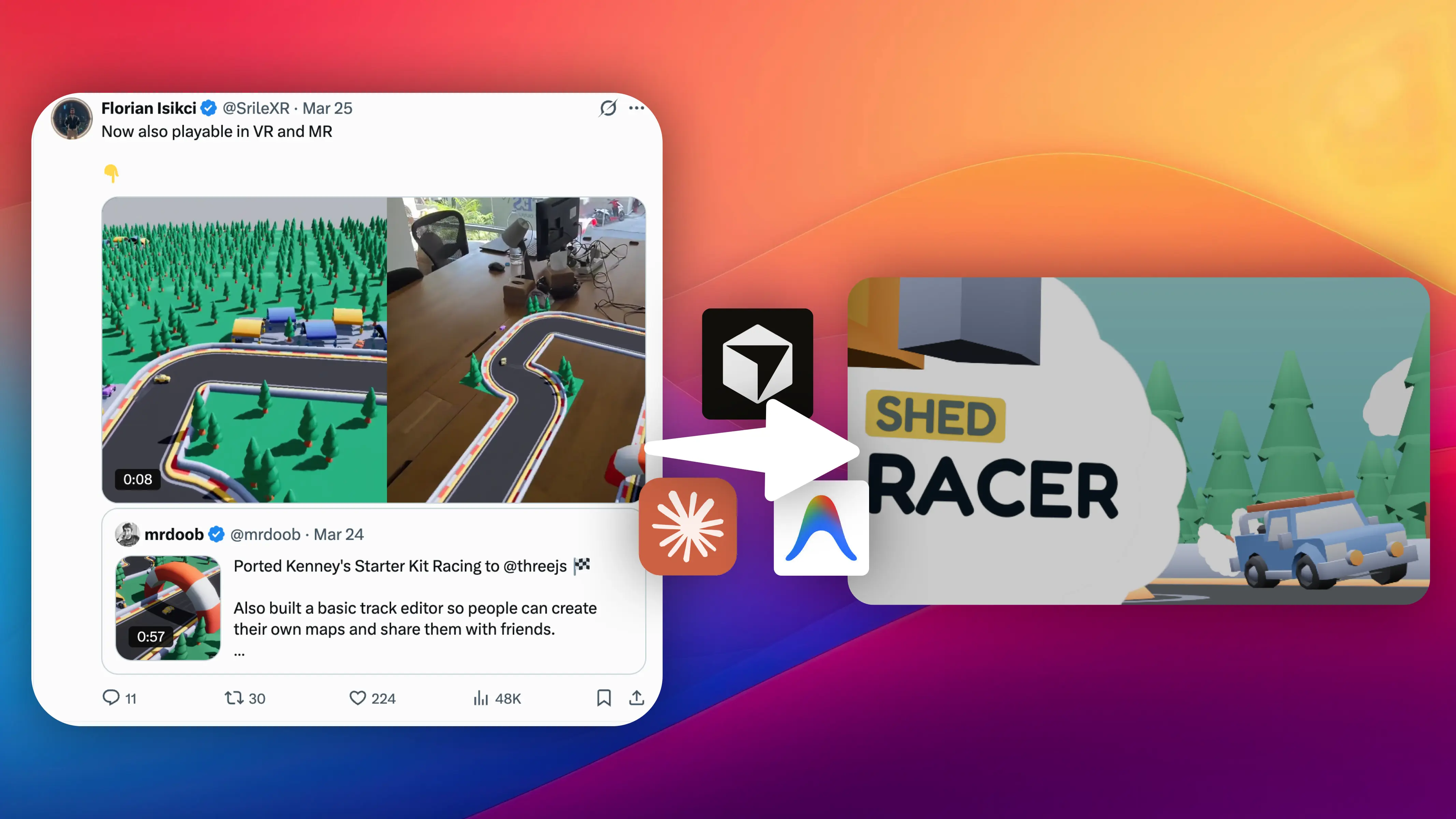 Shed Racer, a WebXR racing game built with AI assistance over eight weeks
