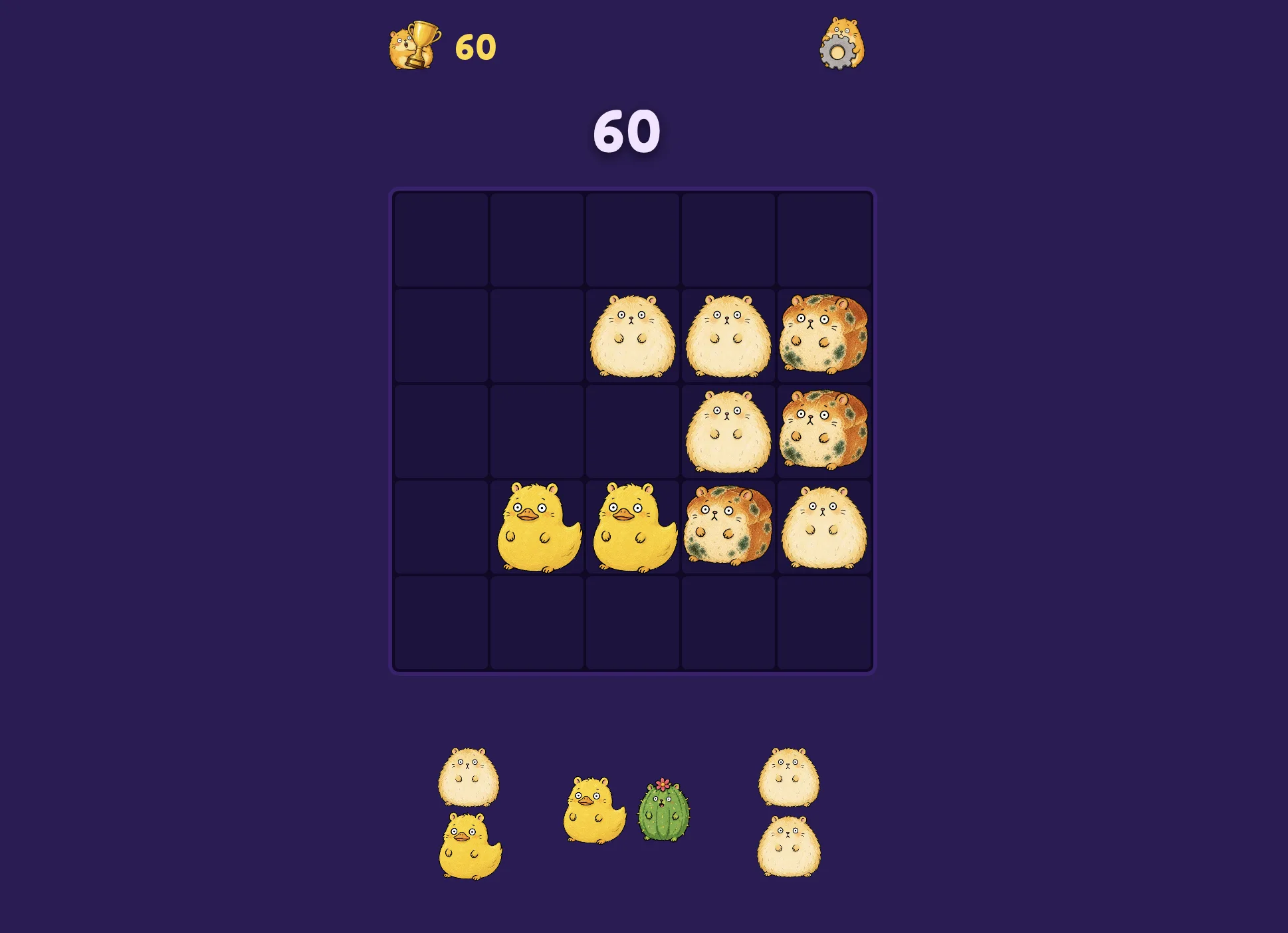 Exploding Hamsters: a Match-3 puzzle game with hamster pieces on a grid, submitted to Cursor Vibe Jam 2026